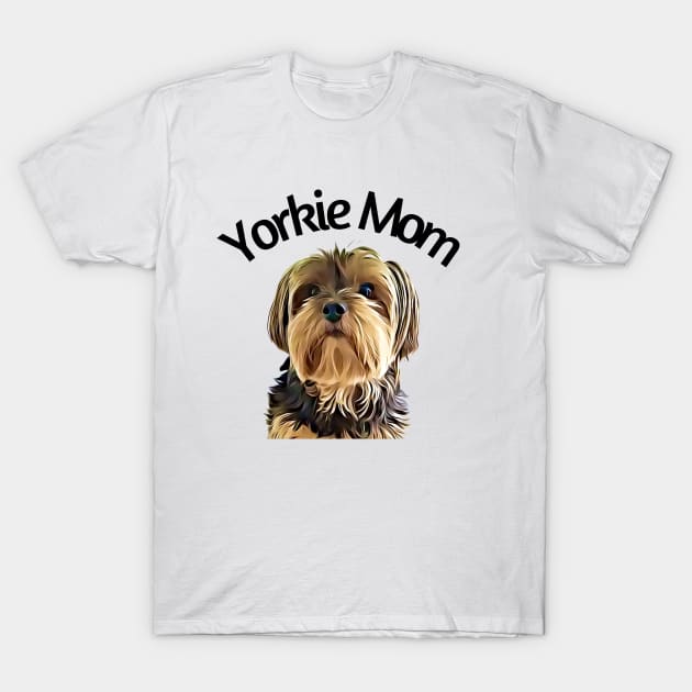 Yorkie Mom Cute Yorkie Cartoon Art T-Shirt by AdrianaHolmesArt